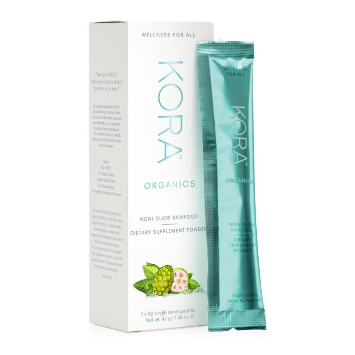 Kora organics sachet box product photography;