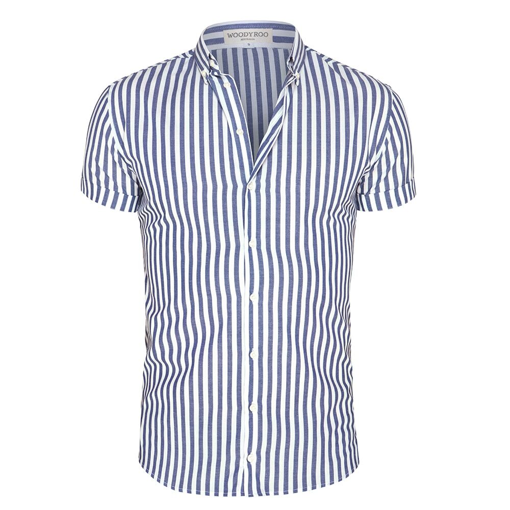 woody roo ghost mannequin photography blue white striped shirt;
