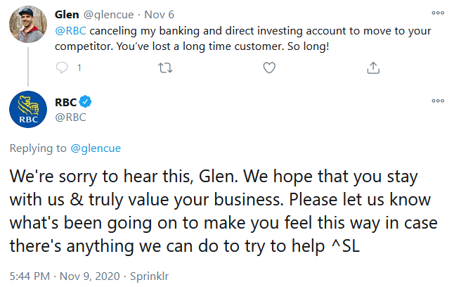 rbc twitter feedback