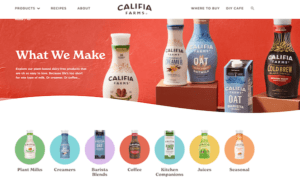 Califia Farms Website Screenshot Example of Digital Transformation Salsify